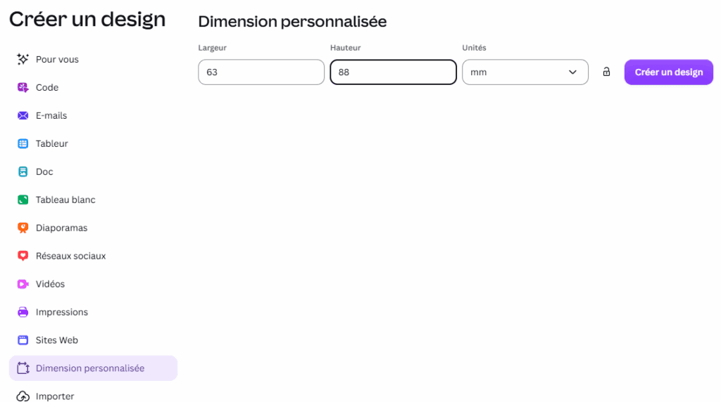 Exemple de création de fichier pour carte de poker dans canva de 63 x 88 mm.